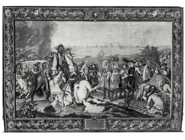 لويس الرابع عشر (1638-1715) في حصار دواي ، يوليو 1667 ، ورشة عمل Gobelins بواسطة تشارلز أتتر. إلى Le Brun