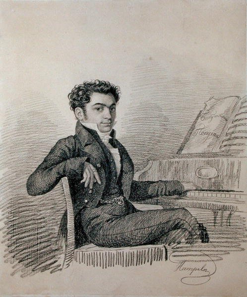 صورة الملحن أليكسي فيرستوفسكي (1799-1862) (فحم على ورق) بواسطة تشارلز دي هامبلن