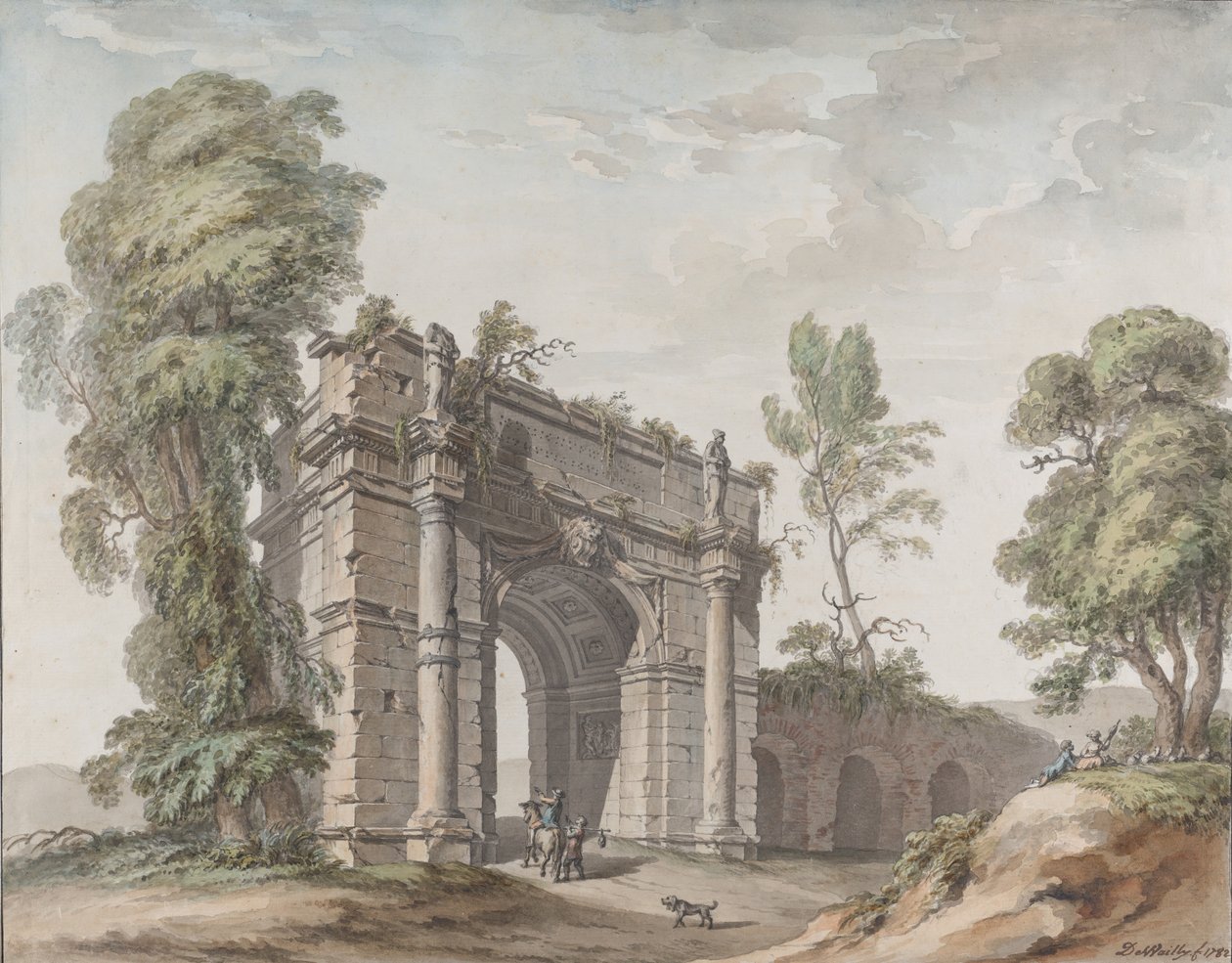 تصميم لقوس النصر للحدائق في شاتو دينجين ، بلجيكا ، 1782. بواسطة تشارلز دي وايلي