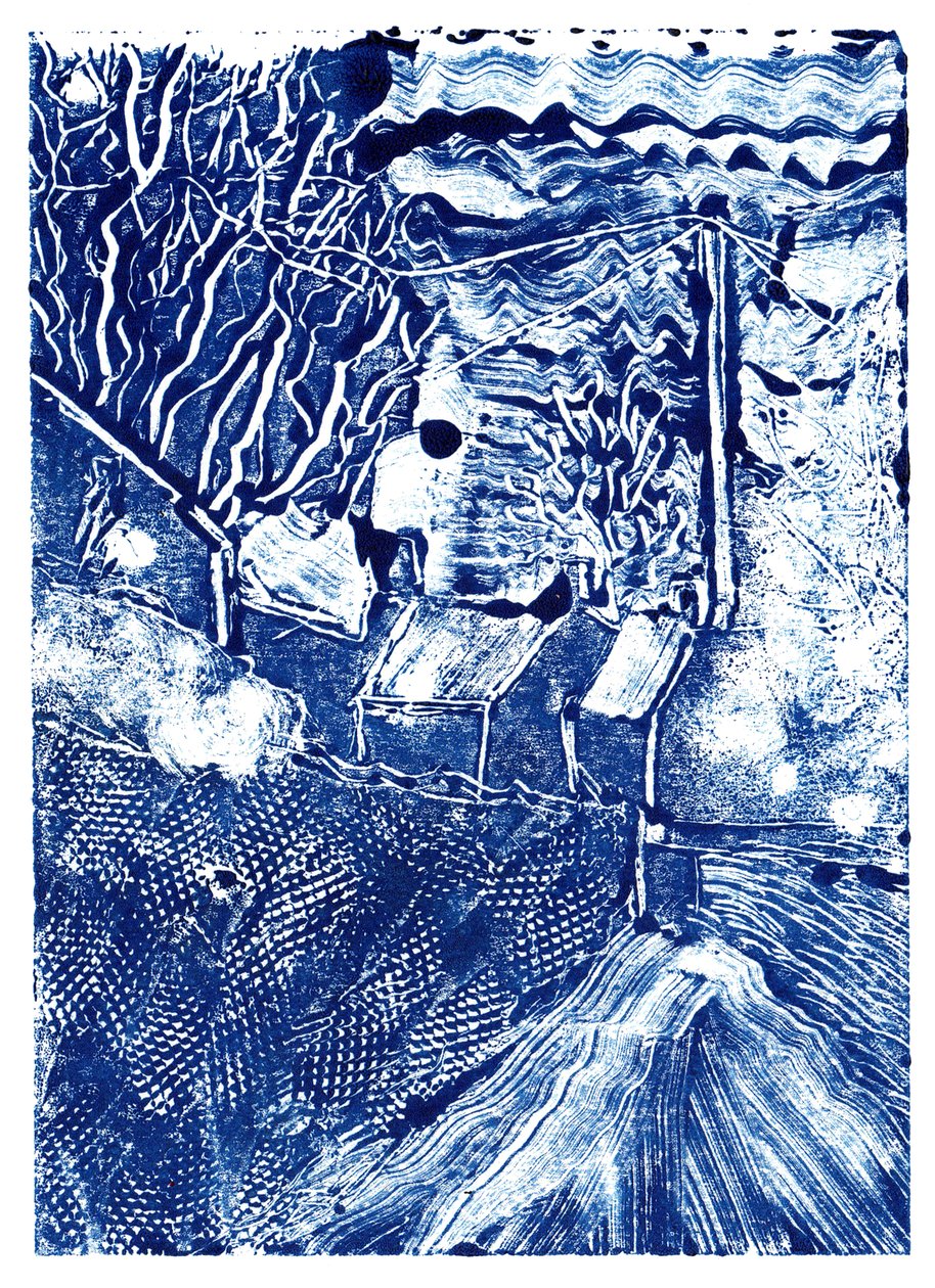 مسيرة في الصباح الباكر ، 2019 (monoprint) بواسطة شارلوت أور