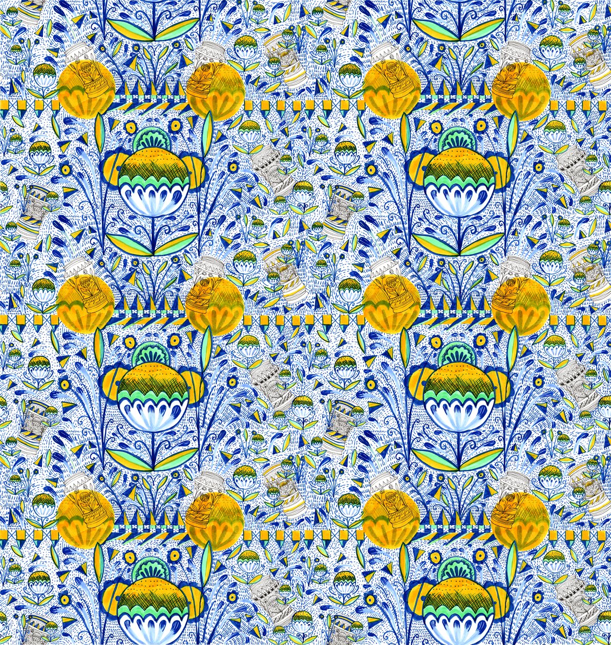 Ashmolean Museum Pattern Pattern Design، 2020 (فرشاة وأقلام) بواسطة شارلوت أور