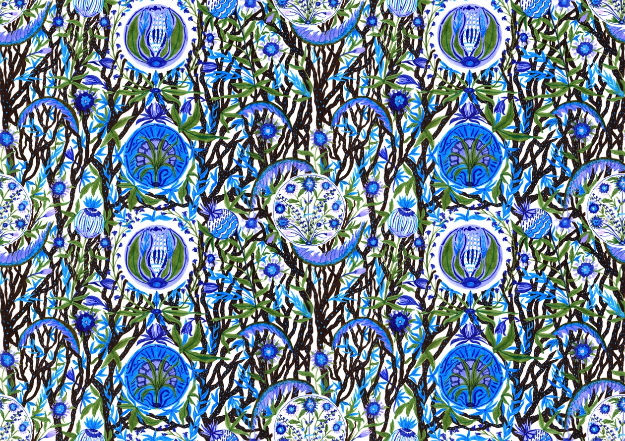 Ashmolean Museum Pattern Pattern Design # 2، 2020 (فرشاة وأقلام) بواسطة شارلوت أور