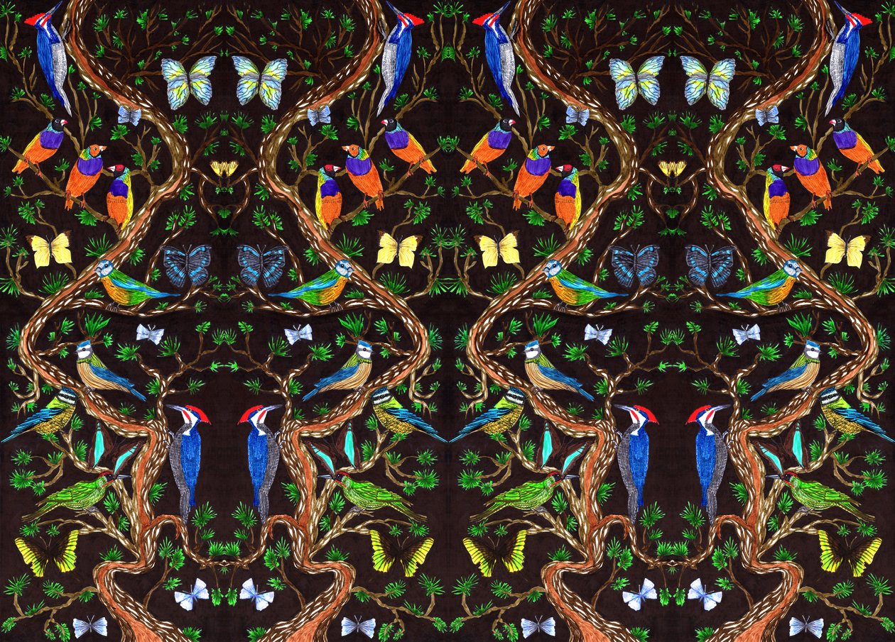 Birds and Butterflies، 2019 (أقلام فرشاة) بواسطة شارلوت أور