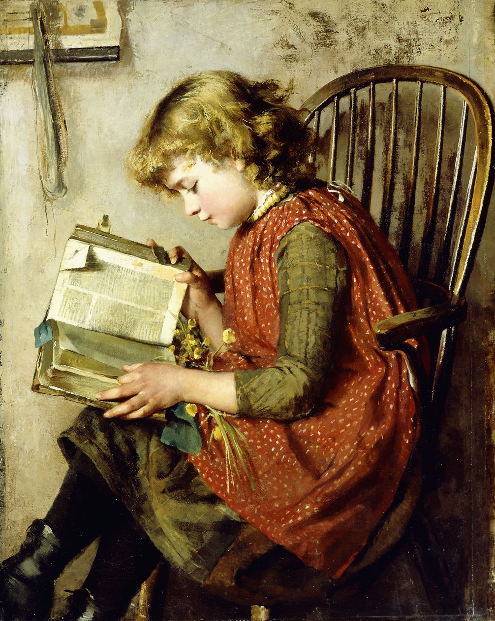 قراءة فتاة صغيرة ، 1890 بواسطة شارلوت ويكس