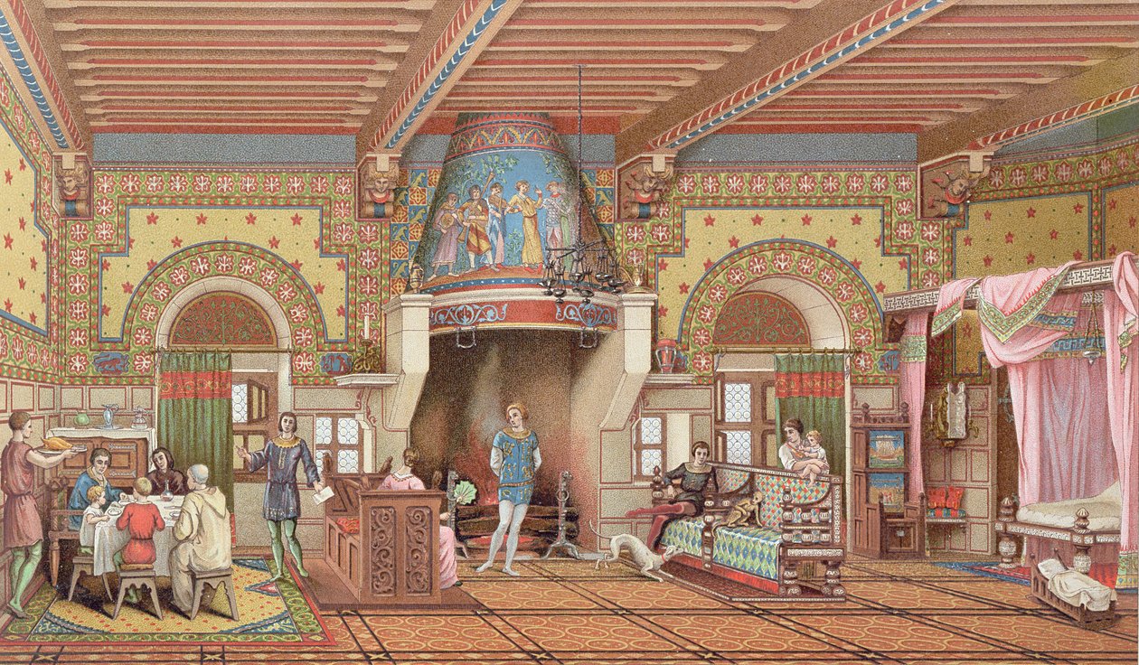 داخل القلعة الفرنسية خلال العصور الوسطى ، ج. 1845 بواسطة شاربينتييه