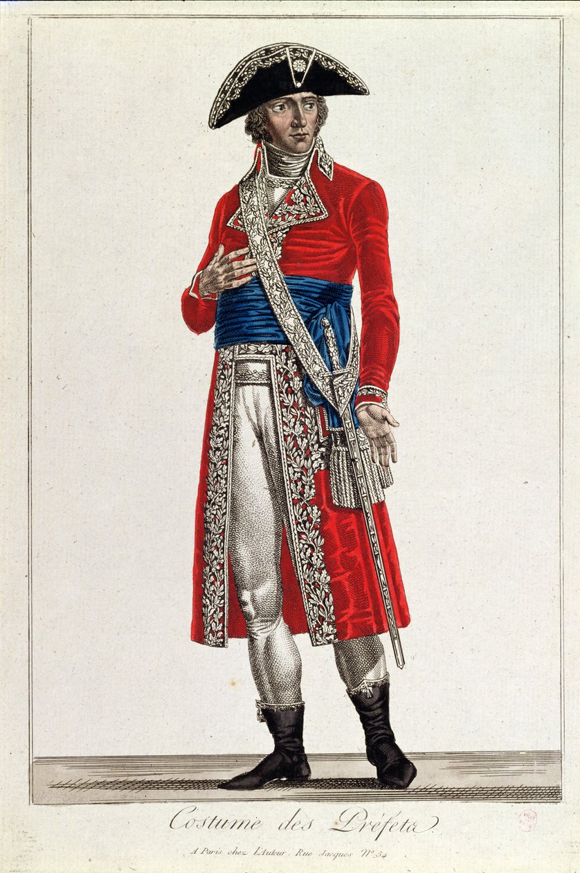 زي المحافظ خلال فترة القنصلية (1799-1804) للجمهورية الأولى ، c.1800 (انظر أيضًا 168825) بواسطة Chataignier