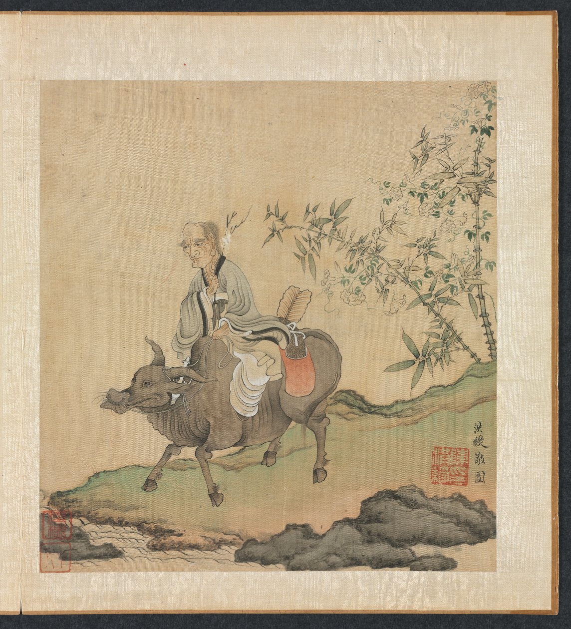 لوحات بعد الأساتذة القدامى: Laozi ركوب ثور بواسطة تشن هونغشو