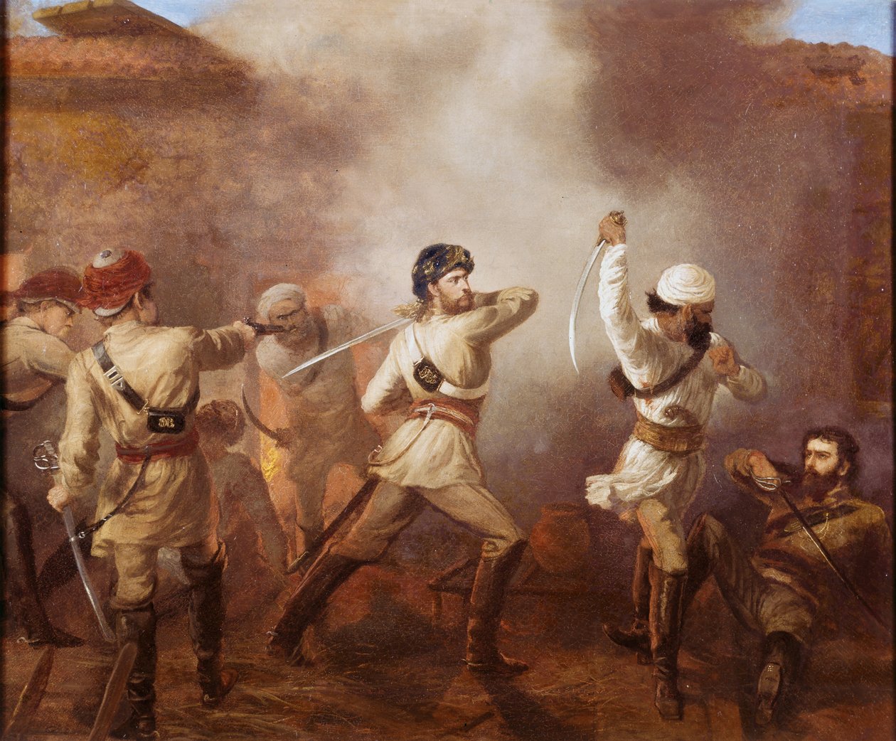 الكابتن تشارلز جون ستانلي غوف (1832-1912) خلال التمرد الهندي في كركوها في 15 أغسطس 1857 ، حوالي 1860 بواسطة شوفالييه لويس ويليام ديسانجس