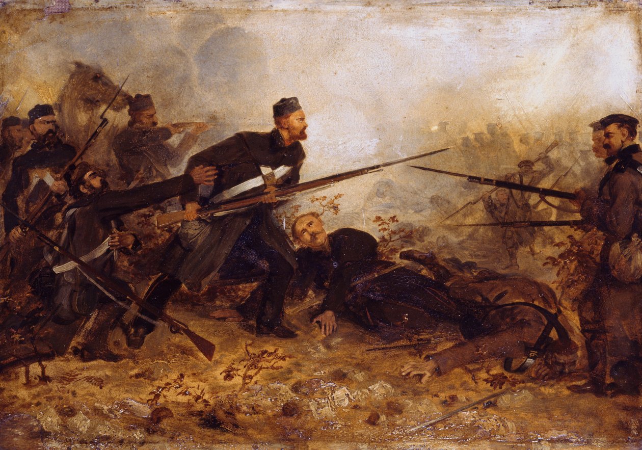 الخاص جون ماكديرموند (1832-1868) في معركة إنكرمان في 5 نوفمبر 1854 ، حوالي 1860 بواسطة شوفالييه لويس ويليام ديسانجس