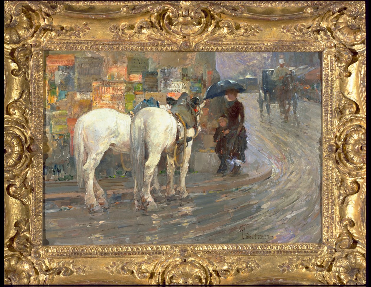 مشهد شارع باريس ، 1889 (زيت على كرتون) بواسطة تشايلد فريدريك حسام