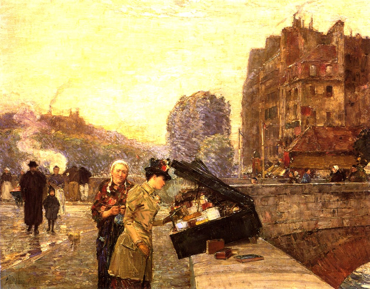 باريس ، شارع Quai St Michel ، حوالي 1888 (زيت على قماش) بواسطة تشايلد فريدريك حسام
