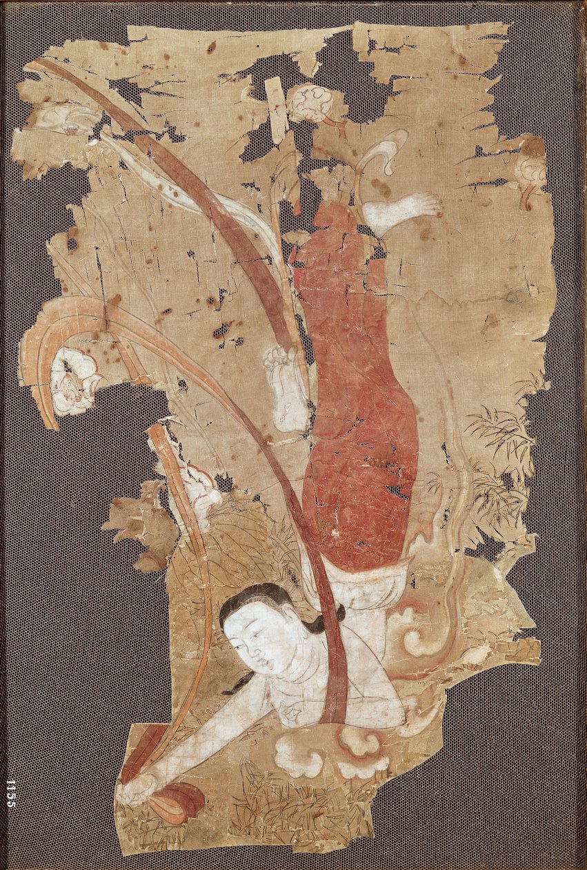 الجني الطائر أو ، Apsaras ، من دونهوانغ ، مقاطعة غانسو ، القرنان التاسع والعاشر (الرسم على الحرير) بواسطة المدرسة الصينية