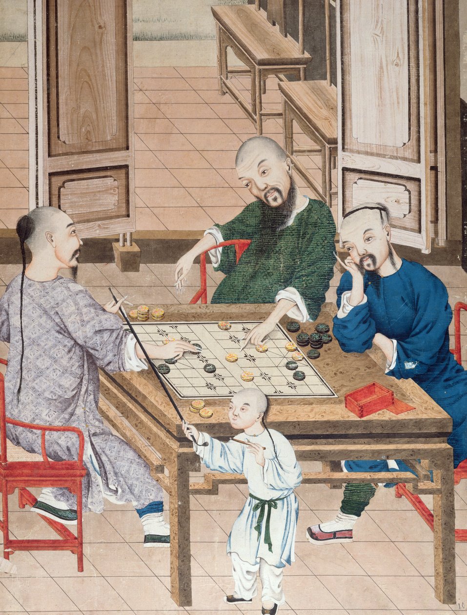 لعبة استراتيجية في الصين ، أواخر القرن الثامن عشر (مرحاض على ورق) بواسطة المدرسة الصينية