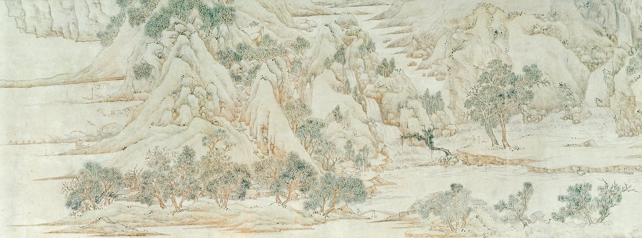 المناظر الطبيعية الصينية ، سلالة مينغ (غسل القلم والحبر على الورق) بواسطة المدرسة الصينية