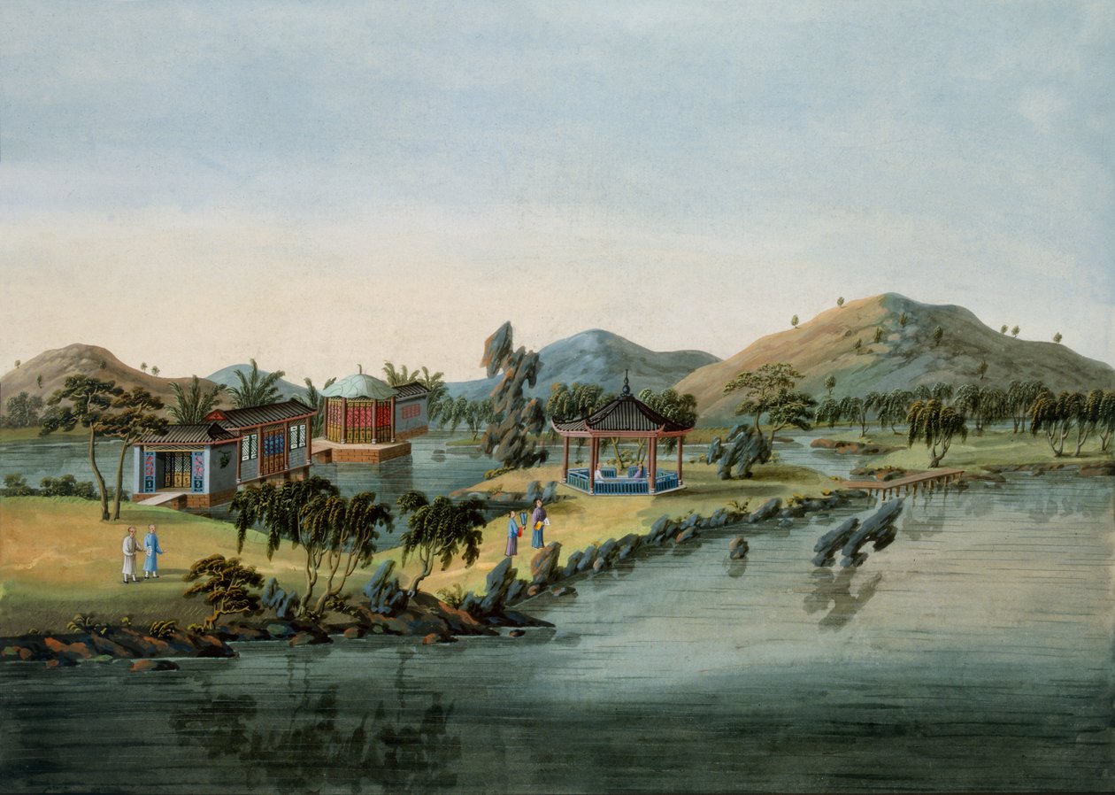 مشهد الحديقة ، c.1820-40 (مرحاض على ورق) بواسطة المدرسة الصينية