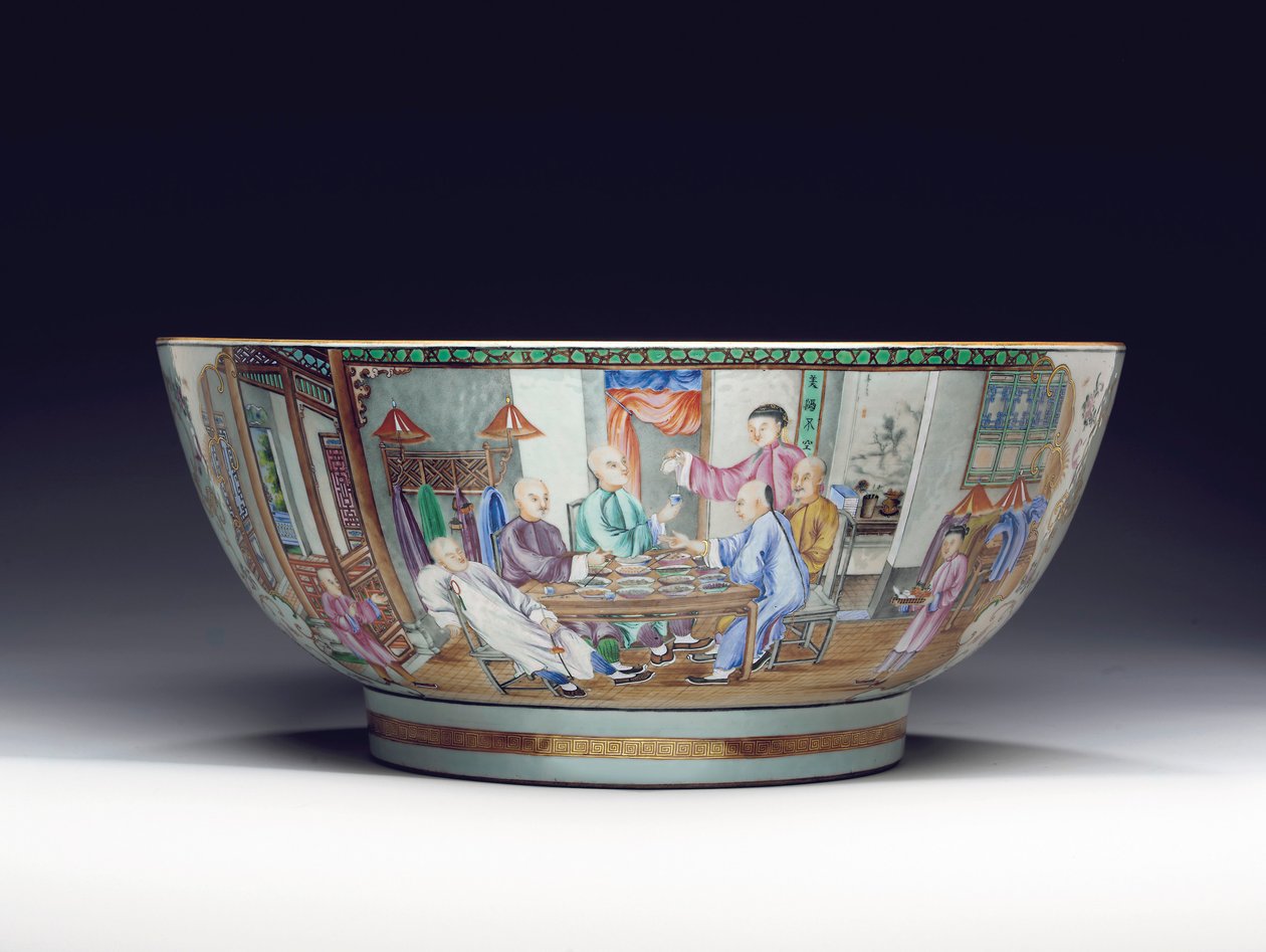 نادر وهائل punchbowl ، حوالي 1775 بواسطة المدرسة الصينية