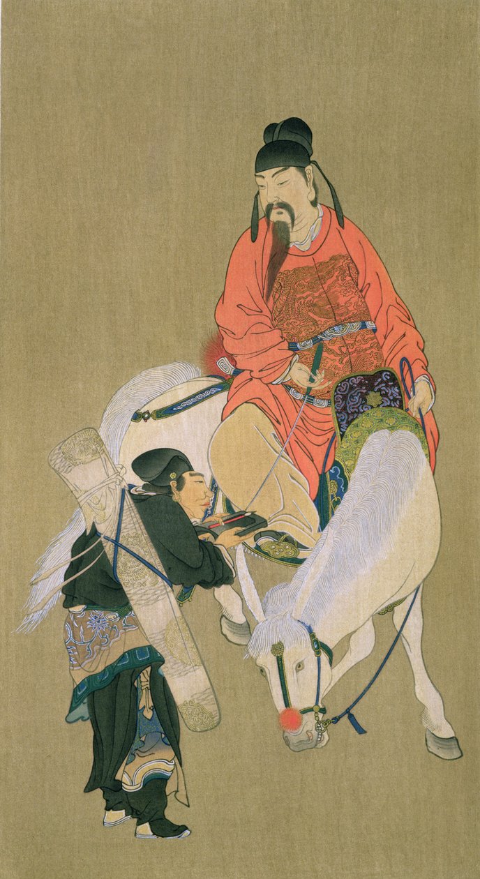 ون تشينغ هسينغ ، إله الحظ ، رسم نُشر في مجلة كوكا ، اليابان ، 1900-01 بواسطة المدرسة الصينية