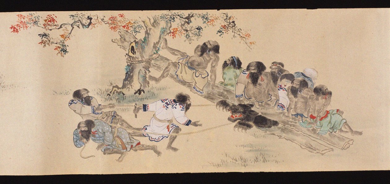 عينو أثناء صيد الدببة ، 1800-1829. بواسطة شيشيما