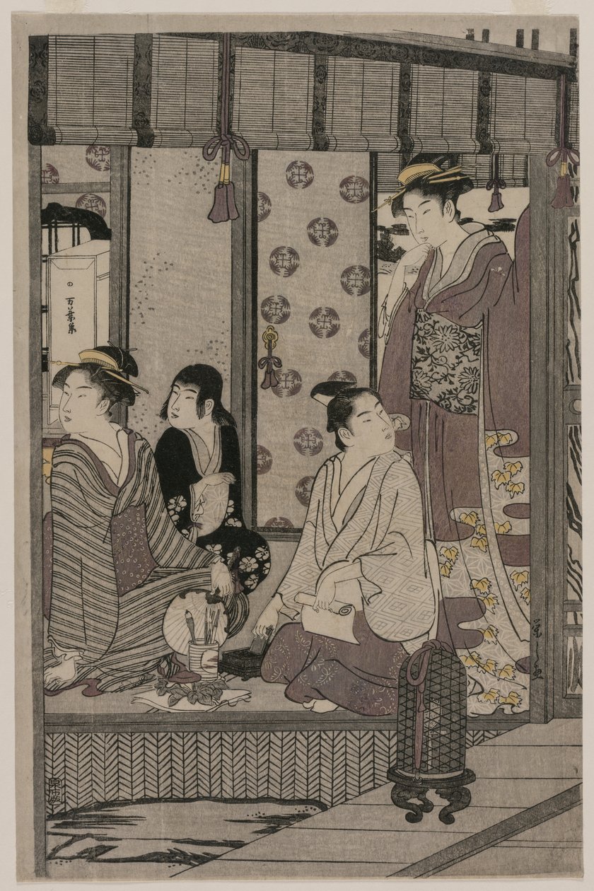 مجد الصباح من سلسلة حكاية جينجي في فستان أنيق حديث ، ج. 1790. بواسطة تشوبونساي إيسي