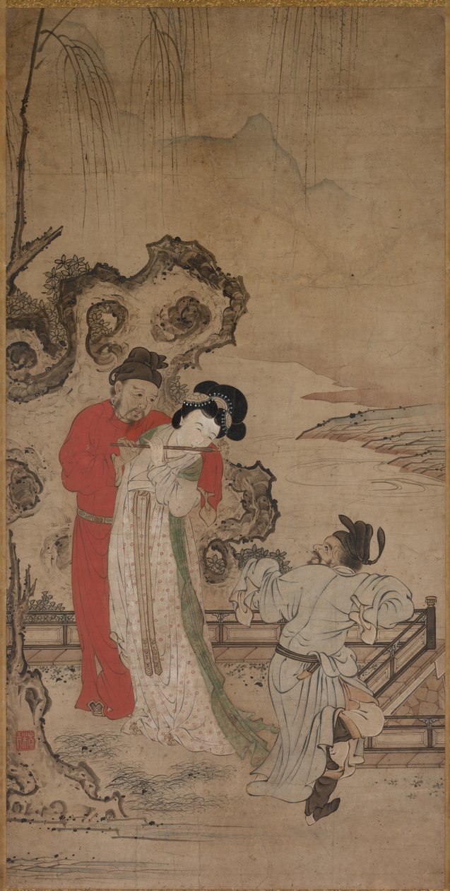 قام الإمبراطور مينغوانغ بتعليم يانغ جويفي العزف على الفلوت ، أواخر القرن الرابع عشر وأوائل القرن السادس عشر. بواسطة خوريوساي