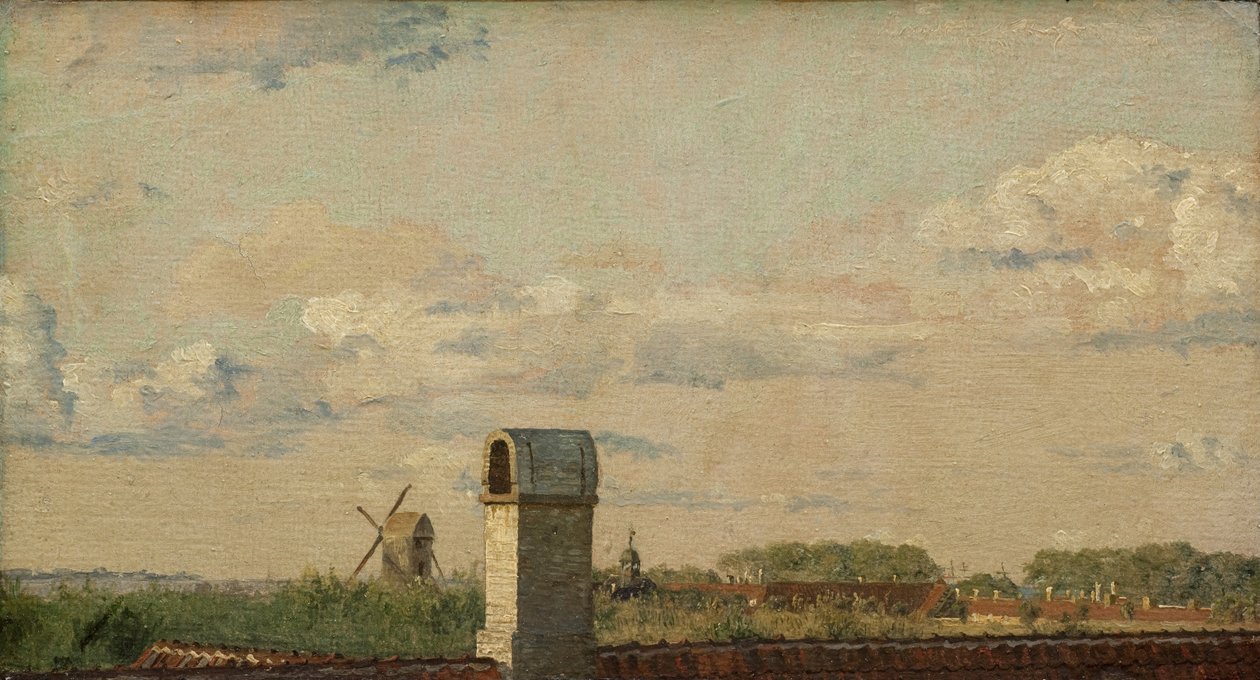 منظر من نافذة في Toldbodvej النظر نحو القلعة في كوبنهاغن ، c.1833 بواسطة كريستين شيلروب كوبكه