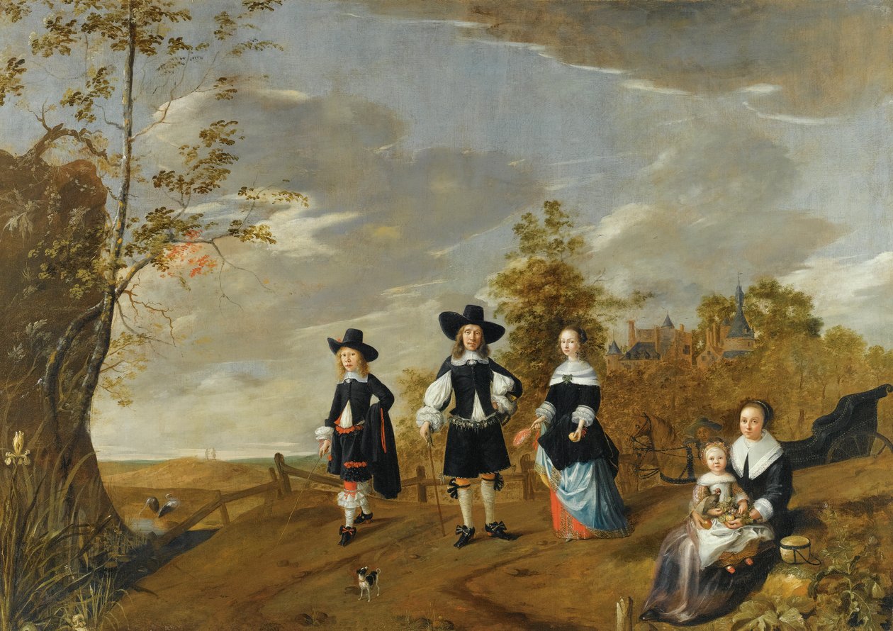 صورة عائلية في المناظر الطبيعية قبل Casteel Dursteede بواسطة Christiaen van Colenbergh