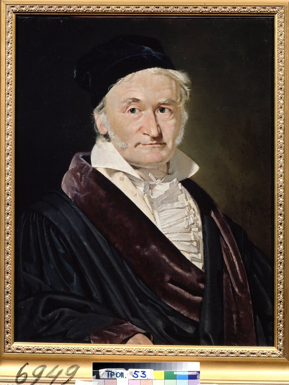 "" Portrait ducientifique allemand Karl (Carl) Friedrich Gauss (1777-1855) "" (صورة لعالم الرياضيات والفلك والفيزيائي كارل فريدريش جاوس (1777-1855)) بينتور دي كريستيان ألبريشت جنسن (1792-1870) 1840 ديم. 66x52 سم متحف بوشكين ، م بواسطة كريستيان ألبريشت جنسن