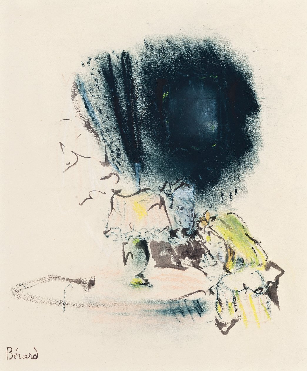 سوس لا لامبي ، رسم توضيحي لجيجي ، حوالي عام 1949 (باستيل وفرشاة وحبر على ورق) بواسطة كريستيان بيرارد