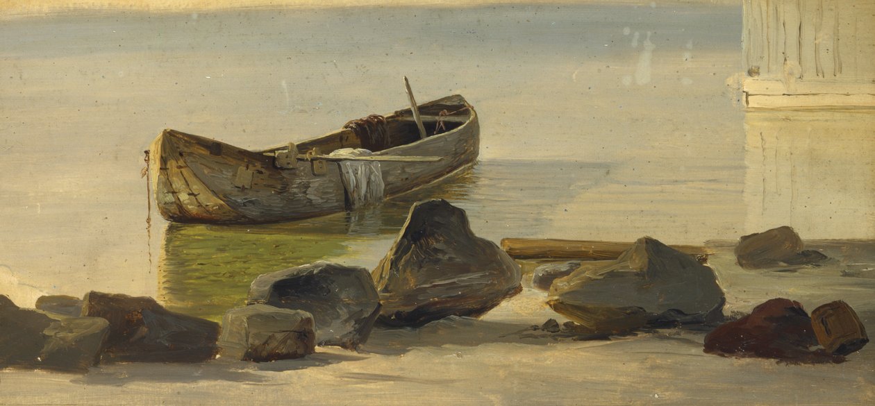 A Dugout on Starnberger Lake، 1845 (زيت على ورق مركب على بطاقة) بواسطة كريستيان إرنست برنهارد مورجينسترن