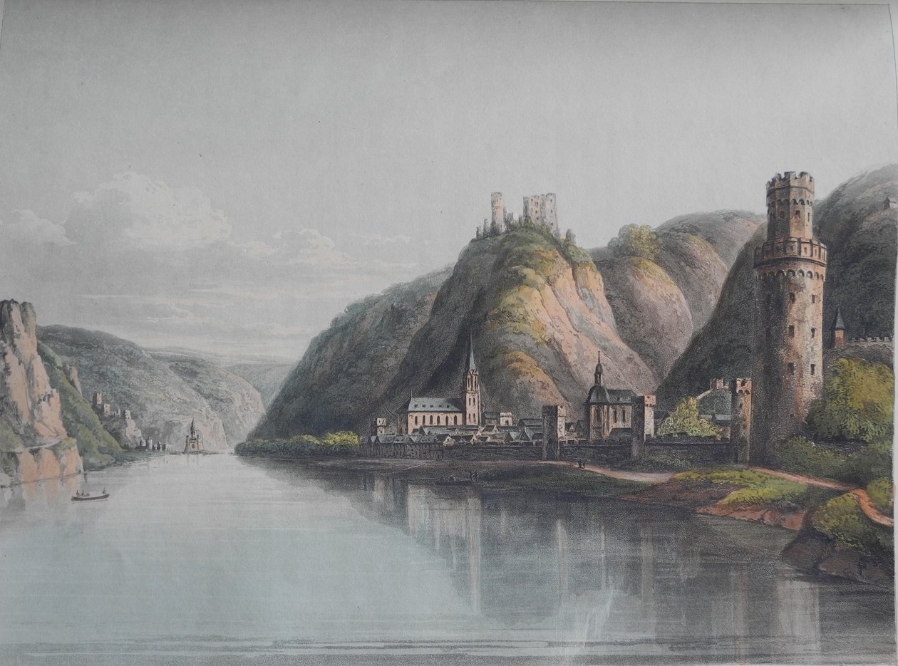 منظر لـ Oberwesel. من: جولة خلابة على طول نهر الراين من مينتز إلى كولونيا ، ١٨٢٠. بواسطة كريستيان جورج شوتز الأصغر