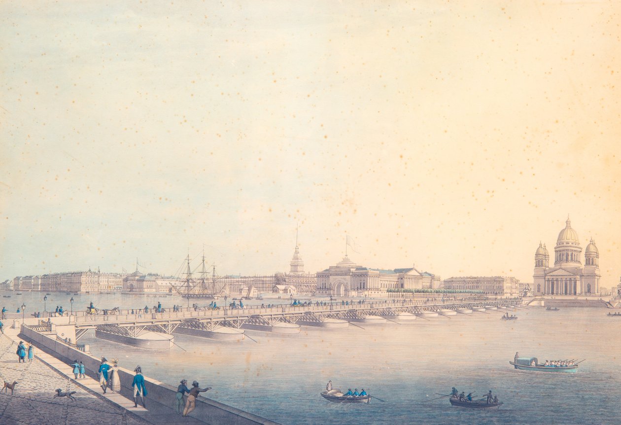 منظر لجسر القديس إسحاق في بطرسبورغ قبل عام 1820. بواسطة كريستيان جوتليب هامر