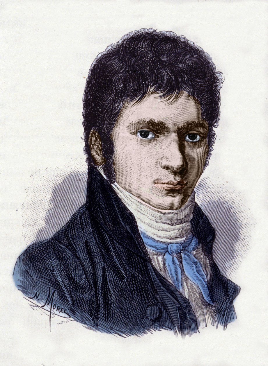 لودفيج فان بيتهوفن (1770-1827) ، موسيقي ألماني ، عام 1802. نقش موريل من منمنمة لهورنمان. بواسطة كريستيان هورمان