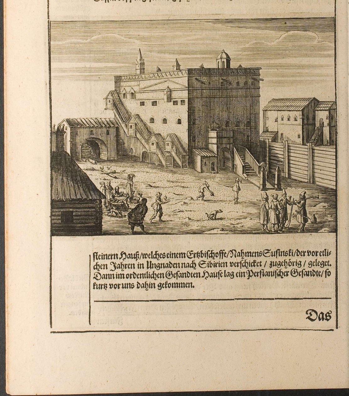 The Streltsy in Kitay-gorod Illustration from Travels to the Great دوق موسكوفي وملك بواسطة كريستيان لورينزن روثيسيسر