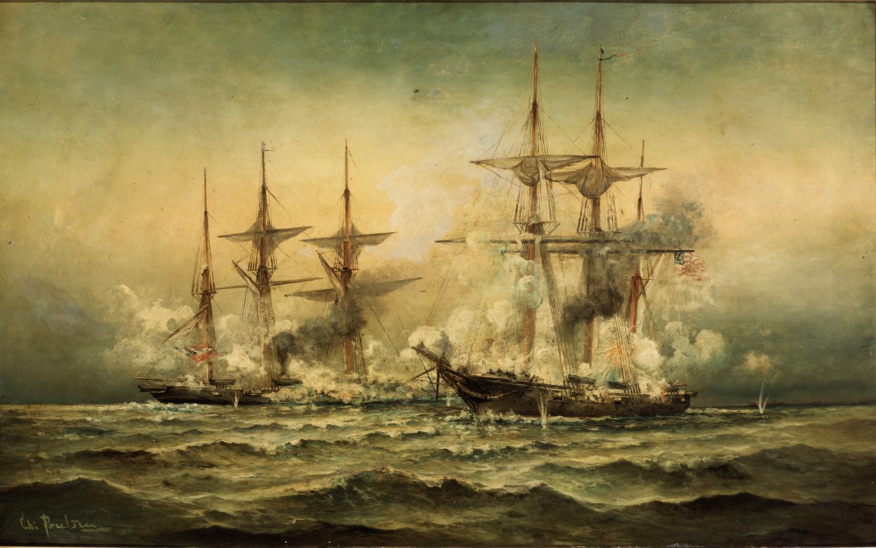 كيرسارج وألاباما قبالة ميناء شيربورج في فرنسا ، 19 يونيو 1864 ، 1870 بواسطة كريستيان بولسن
