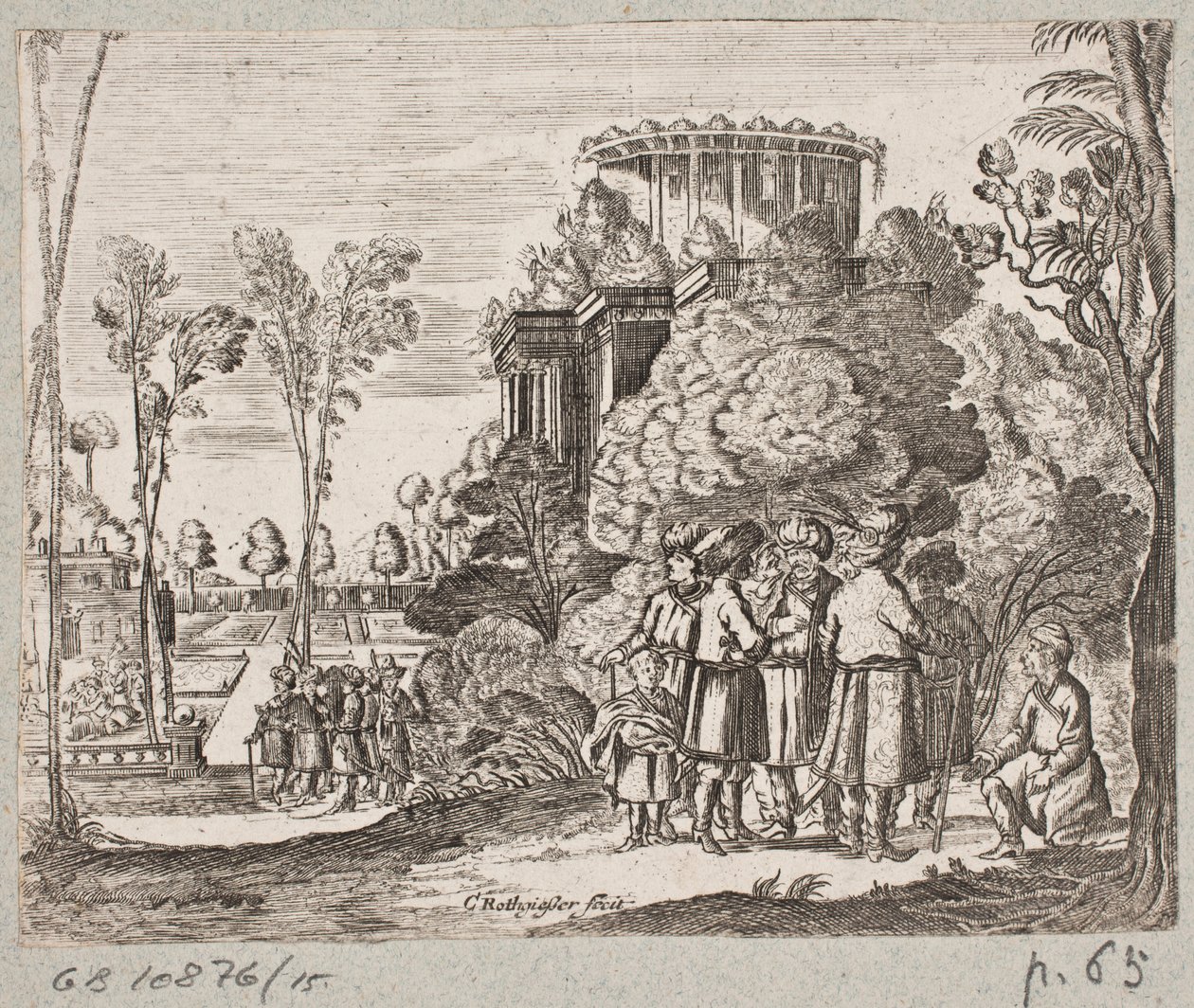 رسم توضيحي لآدم أوليريوس ، "روزنتال الفارسية لشاعر بارع شيش سعدي [...]" ، شليسفيغ 1660 بواسطة كريستيان روثجيسر