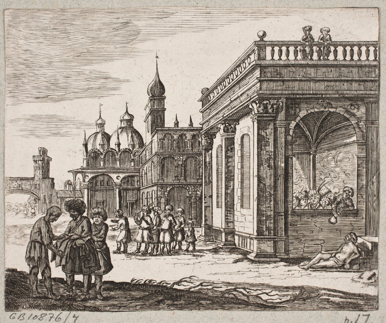 رسم توضيحي لآدم أوليريوس ، "روزنتال الفارسية لشاعر بارع شيش سعدي [...]" ، شليسفيغ 1660 بواسطة كريستيان روثجيسر
