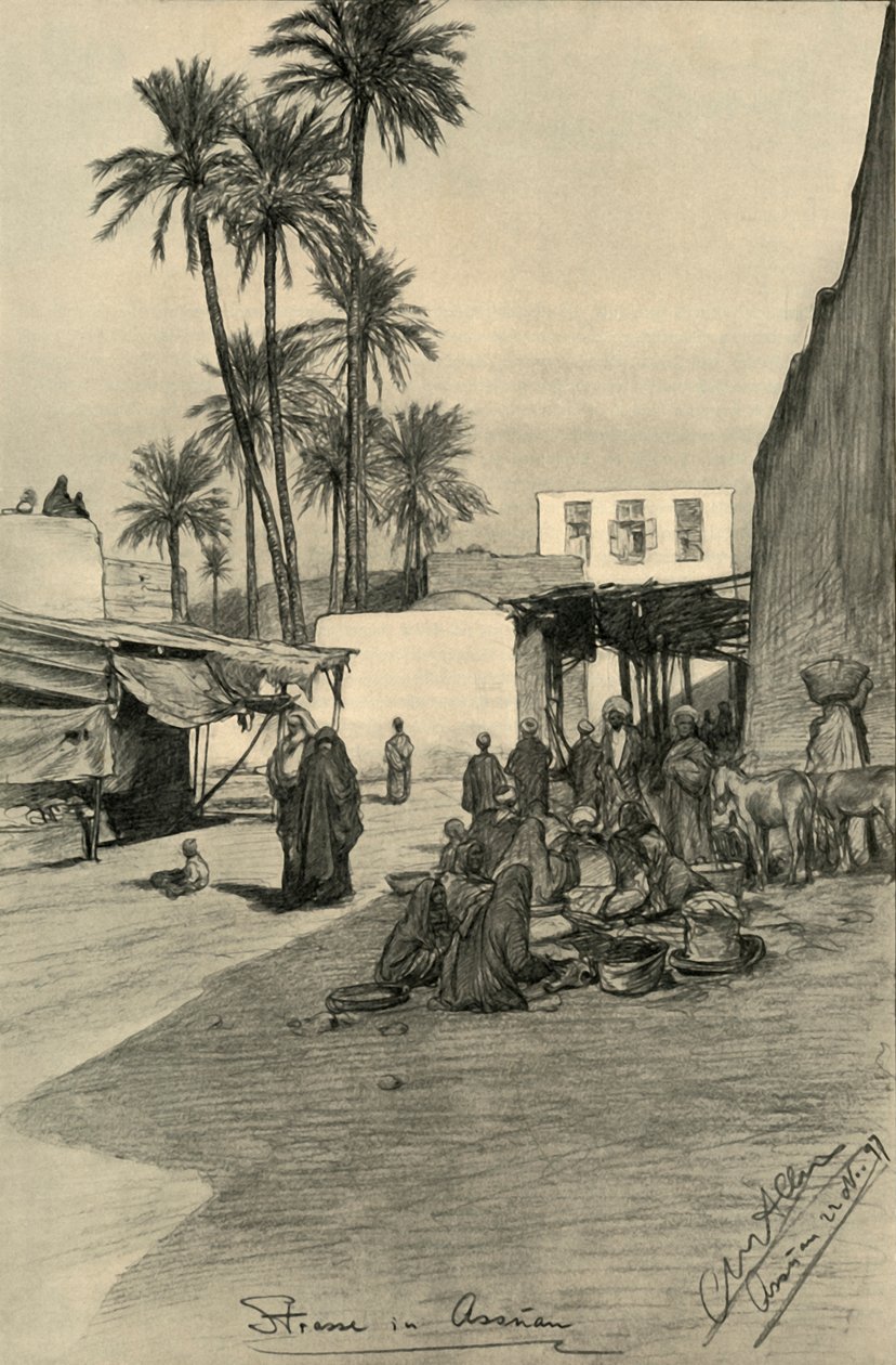 شارع في أسوان ، مصر ، 1898. بواسطة كريستيان فيلهلم أليرز