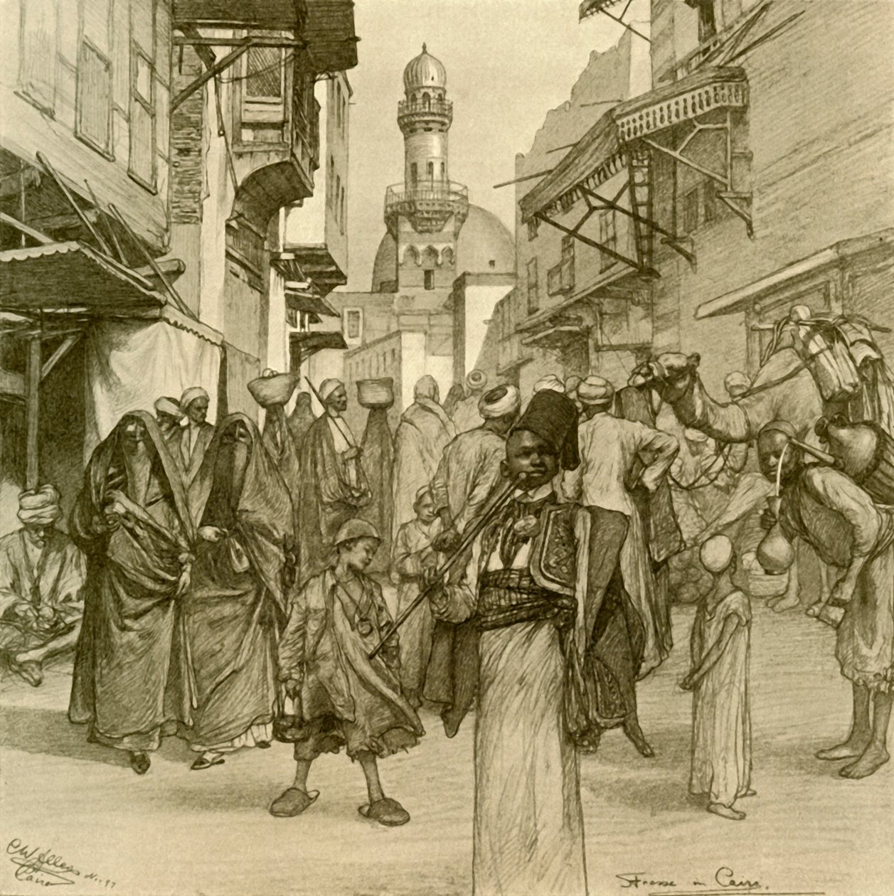 شارع بالقاهرة 1898. بواسطة كريستيان فيلهلم أليرز
