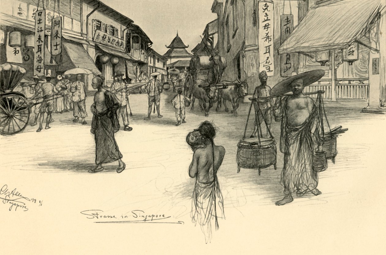 مشهد الشارع ، سنغافورة ، 1898. بواسطة كريستيان فيلهلم أليرز