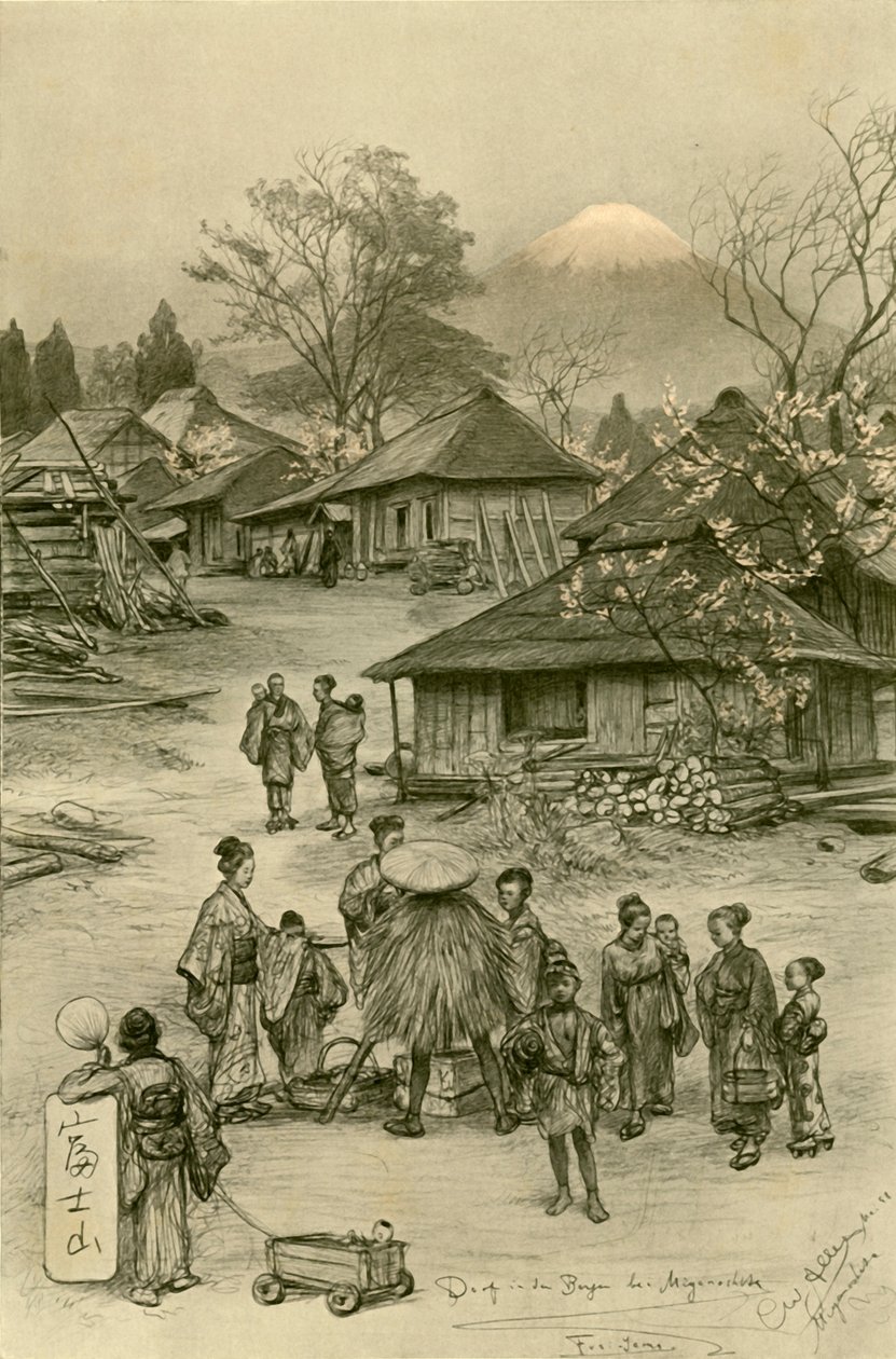 قرية بالقرب من جبل فوجي ، ميانوشيتا ، اليابان ، 1898. بواسطة كريستيان فيلهلم أليرز