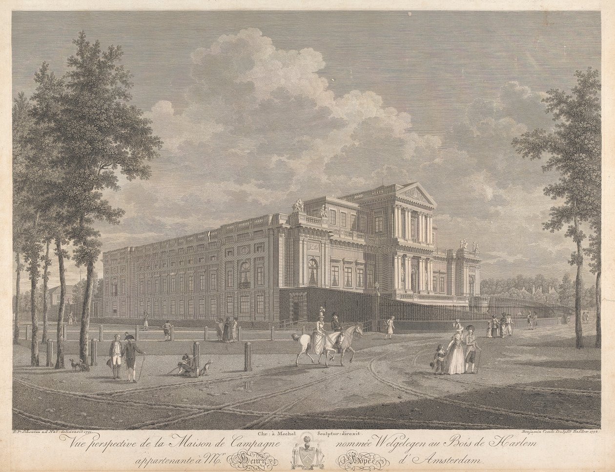 Welgelegen: منظر منظور للمنزل الريفي المسمى Welgelegen في Harlem Wood ، الذي ينتمي إلى السيد Henry Hope of Amsterdam بواسطة كريستيان فون ميشيل