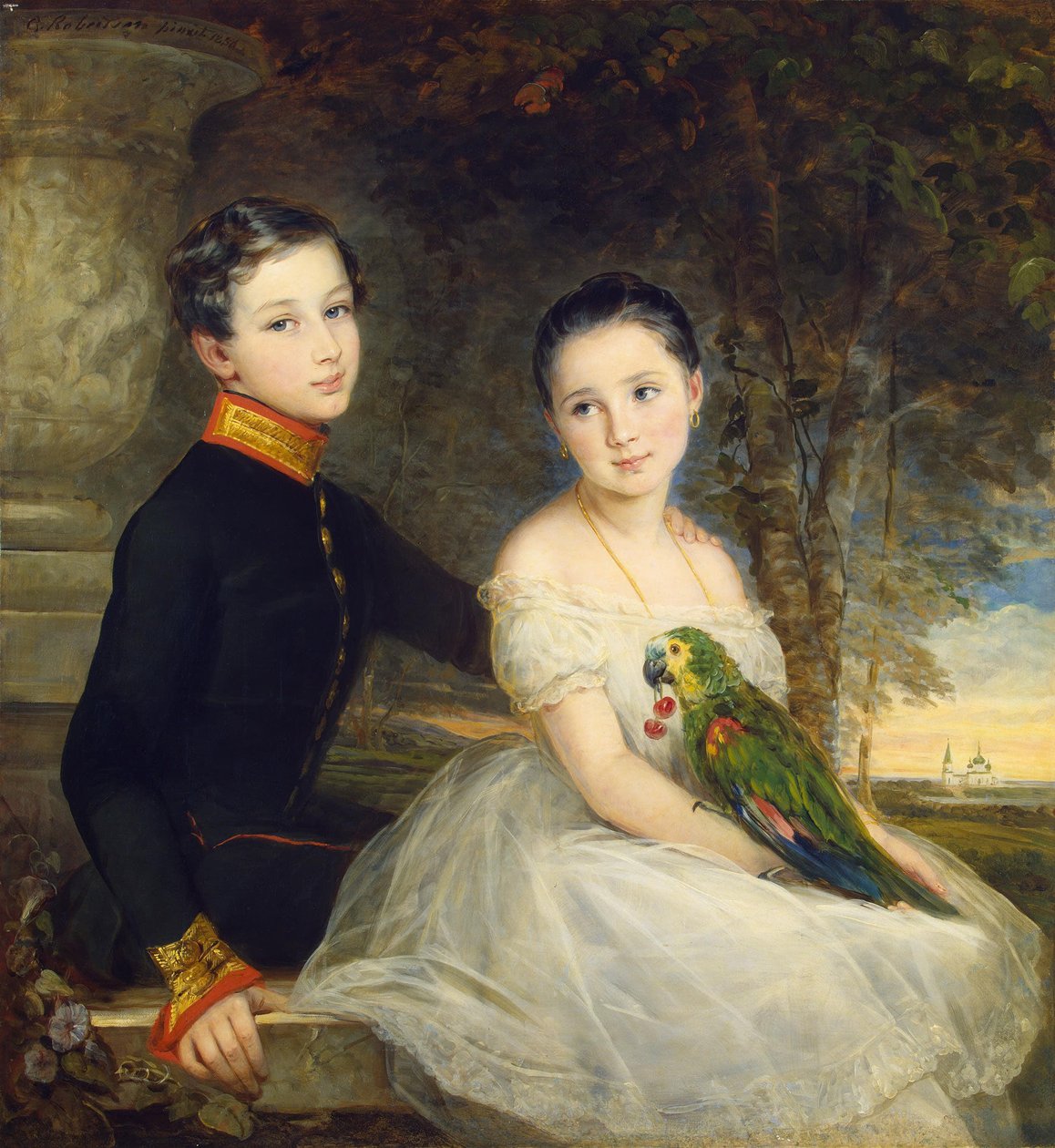 الأطفال مع الببغاء روبرتسون ، كريستينا (1796-1854) بواسطة كريستينا روبرتسون