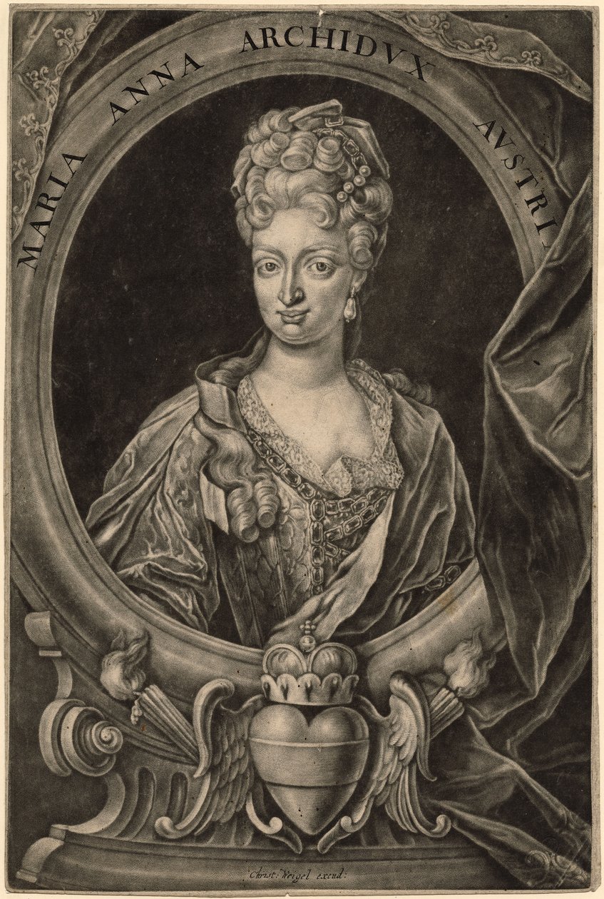 ماريا آنا من النمسا ، ملكة البرتغال (mezzotint) بواسطة كريستوف ويجل