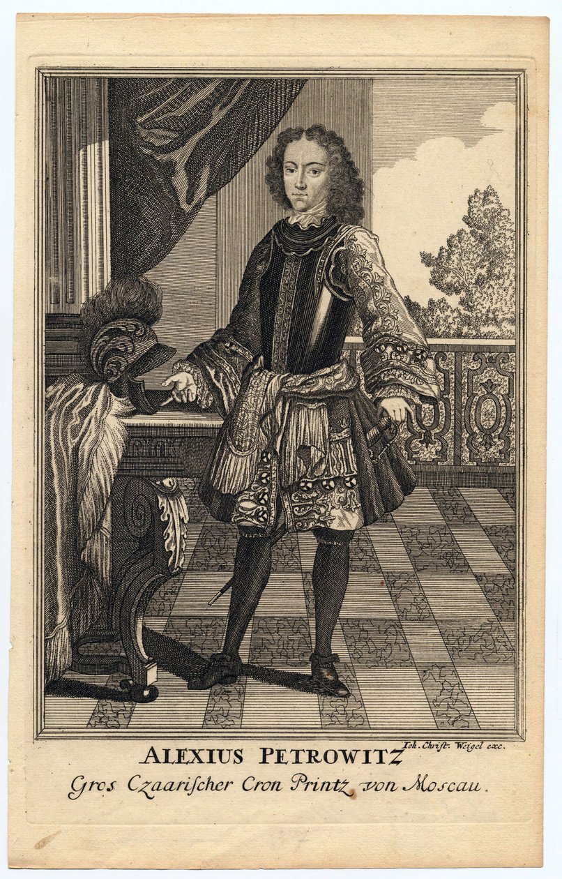 صورة تساريفيتش أليكسي بتروفيتش من روسيا (1690-1718) (أليكسيس بتروفيتش رومانوف) - ويجل ، كريستوف (1654-1725) - 1710 - نقش على النحاس - 31،2 × 19،7 - مجموعة خاصة بواسطة كريستوف ويجل