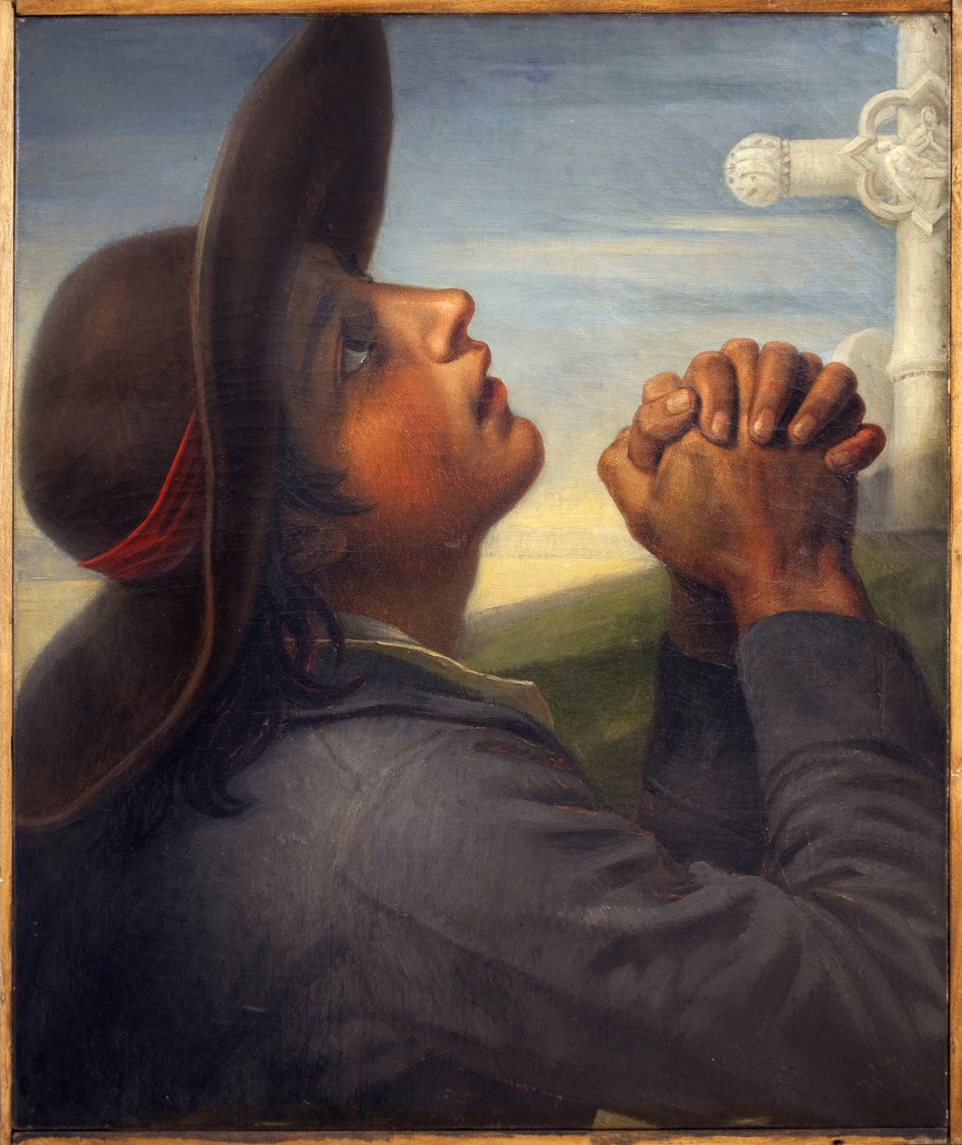 بيع رأس الفلاح. لوحة لتوماس ديجورج (1786-1854) ، زيت على قماش ، حوالي عام 1830 ، دراسة للوحة موت بونشامب. الفن الفرنسي بواسطة كريستوف توماس ديجورج