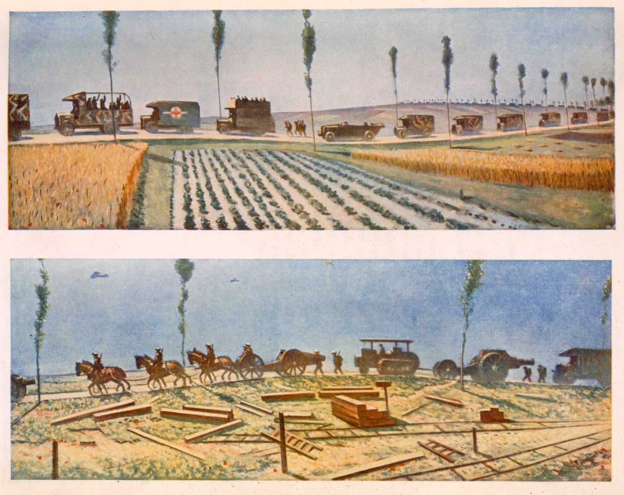 طرق فرنسا ، أ و ب ، من الفنانين البريطانيين في الجبهة ، استمرار الجبهة الغربية ، 1917 بواسطة كريستوفر ريتشارد وين نيفنسون