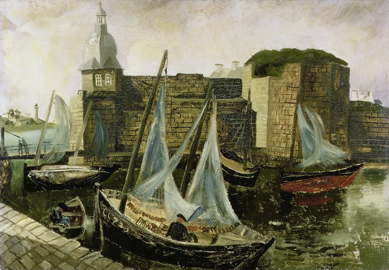 La Ville-Close ، Concarneau ، بريتاني ، 1930 (زيت على اللوح) بواسطة كريستوفر وود
