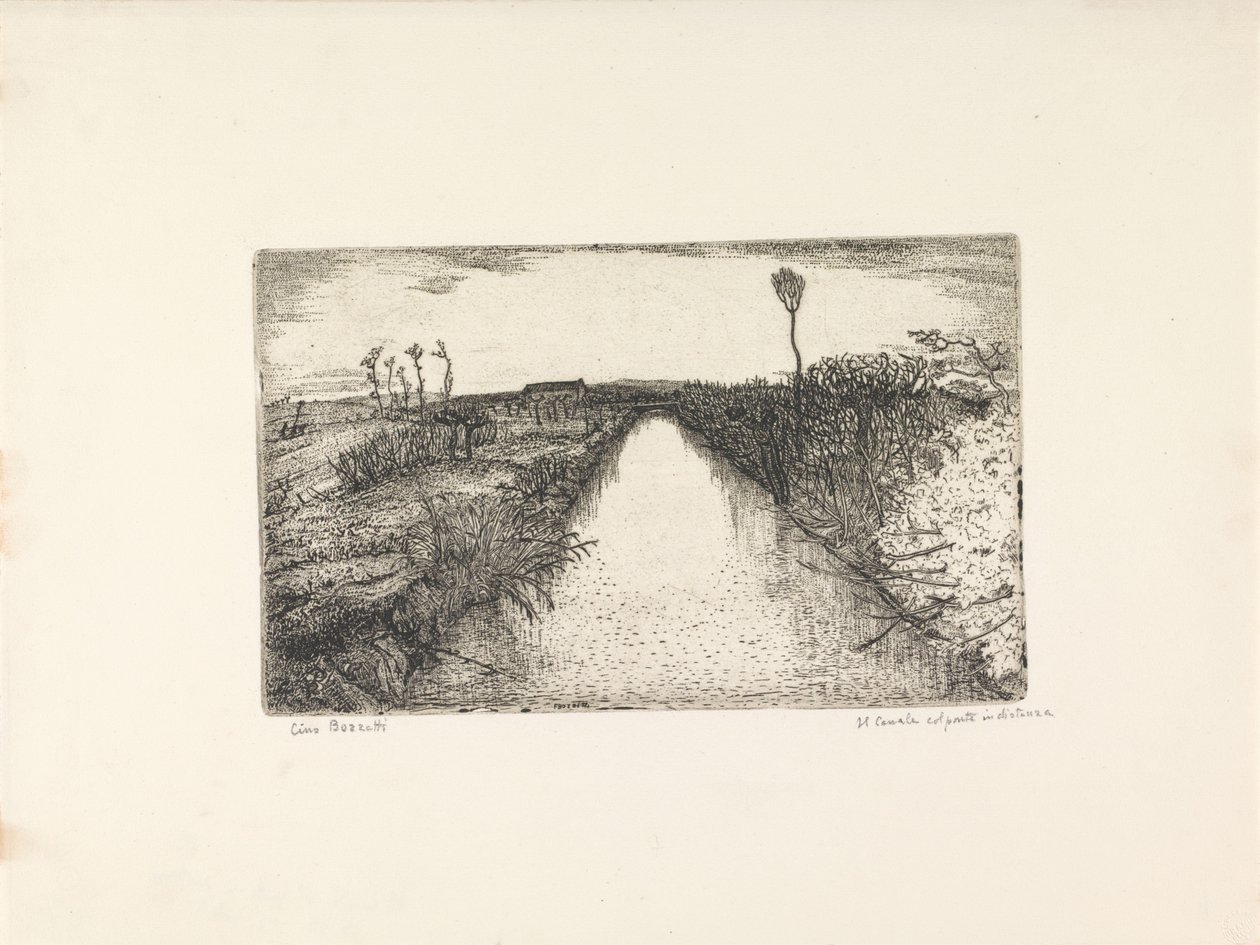 المناظر الطبيعية مع القناة Il canale col ponte في Distanza (العنوان على الكائن) بواسطة سينو بوزيتي