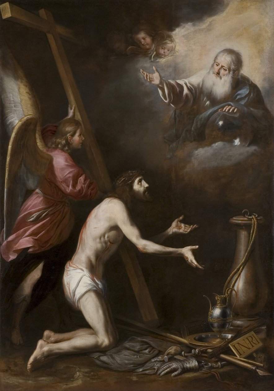 الأسبانية: Cristo flagelado arrodillado ante Dios Padre (المسيح المجلود راكعاً أمام الله الآب) بواسطة دائرة انطونيو ديل كاستيلو ذ سافيدرا