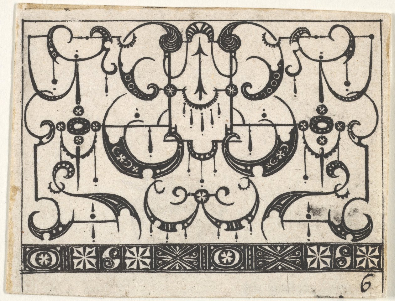 طباعة Blackwork مع نمط Schweifwerk الشامل ، كاليفورنيا. 1620. بواسطة كلايس جانز فيشر